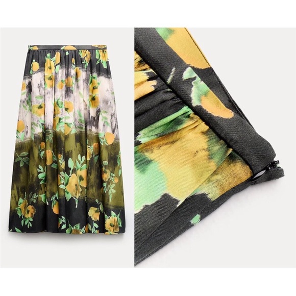 ZARA FLORAL PRINT MIDI  SKIRT - Picture 9 of 12